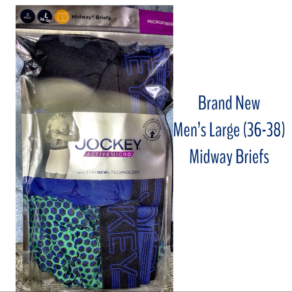 NWT 3 pairs Men’s Jockey Midway Briefs L (36-38)